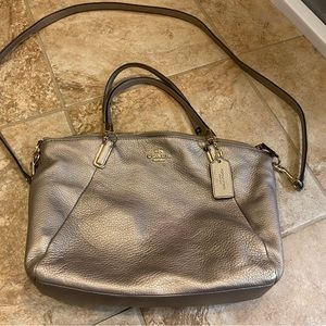 Coach purse.  Crossbody.  Metallic Pewter